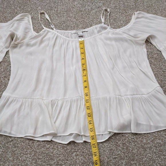 (2/$25) Forever 21 cold shoulder bell sleeve flowy cami top white - Picture 13 of 14
